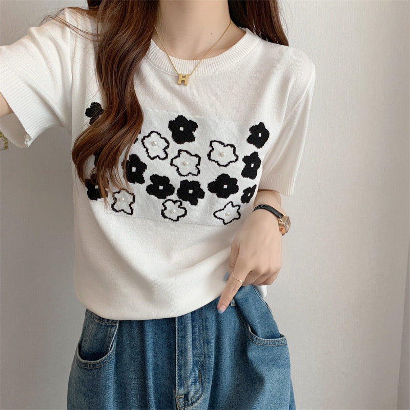 Pearl Floral Knitted Top