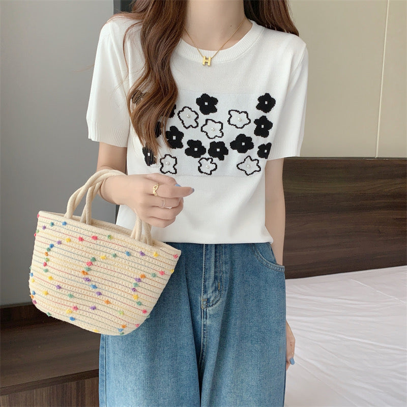 Pearl Floral Knitted Top