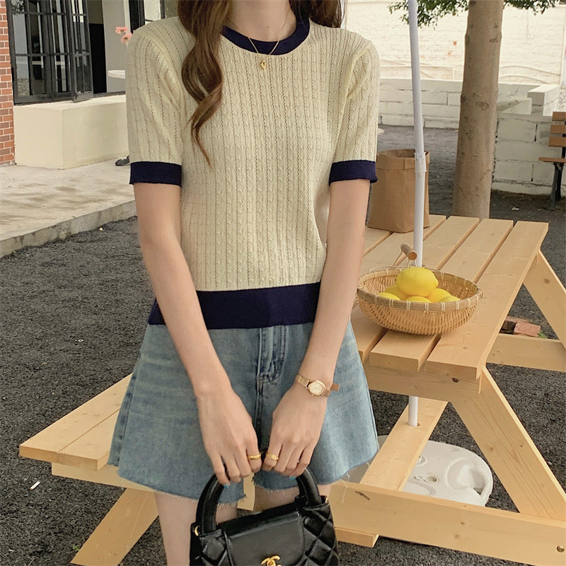 Two Tone Simple Knitted Top