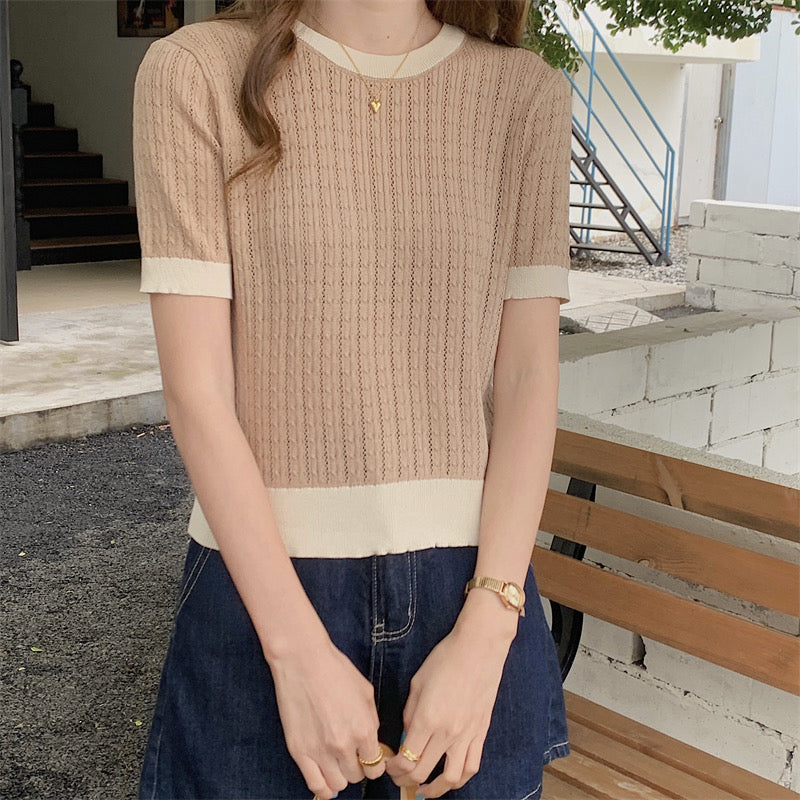 Two Tone Simple Knitted Top